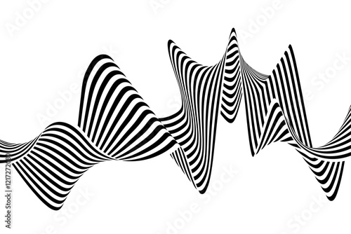 Black and white curved line stripe moving wave abstract background. EPS 10