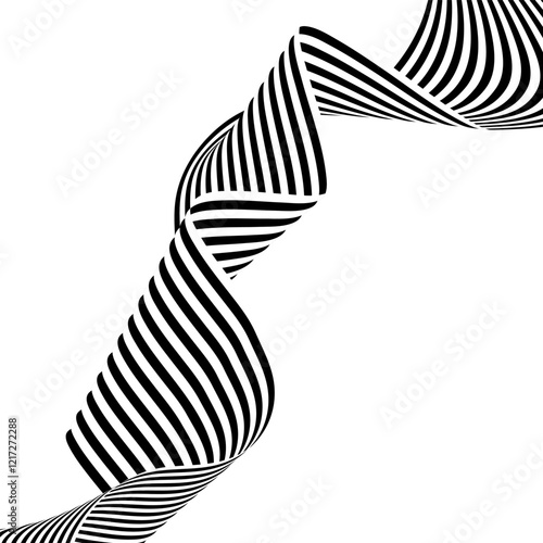 Black and white curved line stripe moving wave abstract background. Eps 10