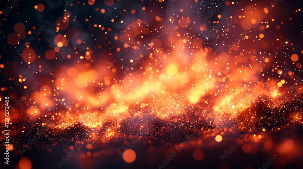 Fire particles and embers, perfect against the background, overlaid with smoke, fog, and a misty texture Fire particles and embers, perfect against the background, overlaid with smoke, fog, and a misty texture