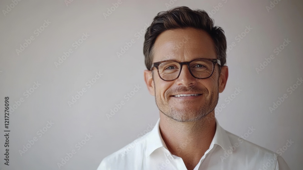 Confident Man in Glasses Smiling Confident Man in Glasses Smiling
