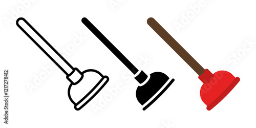 Toilet Plunger icon set. Plunger sign. for mobile concept and web design. vector illustration on white background