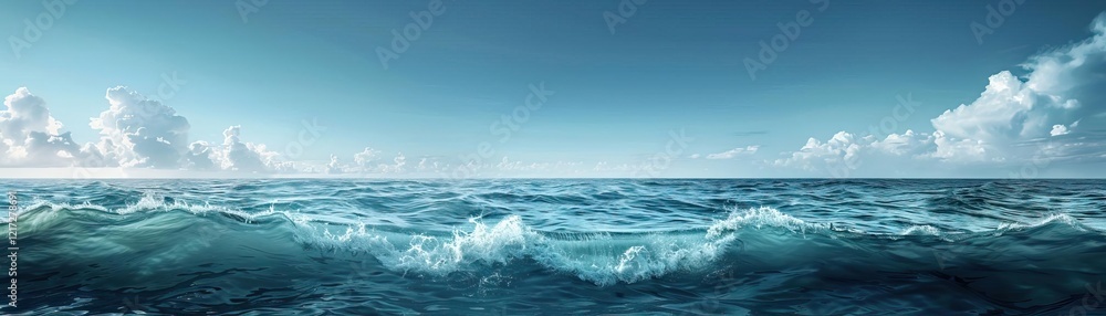 Fototapeta premium A serene ocean view with gentle waves, under a clear sky, reflecting calmness and natural beauty.