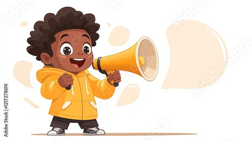 A Young Boy Using A Megaphone To Make An Announcement