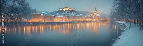 The stunning winter scene of Salzburg as Christmas arrives in Austria photo