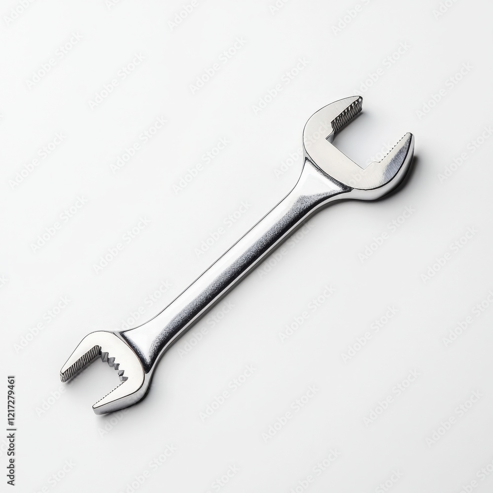 Wren and adjustable spanner on white background with sharp details showcasing tools and nature elements Wren and adjustable spanner on white background with sharp details showcasing tools and nature elements