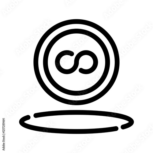 Delete symbol outline circle in a blue ring above a blue oval. Versatile design element for branding, logos, icons, or digital graphics.
