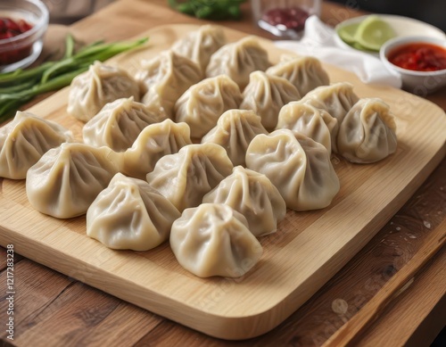 Wallpaper Mural Steamed or boiled meat dumplings on a cutting board,  kitchen,  ingredients,  cooking Torontodigital.ca