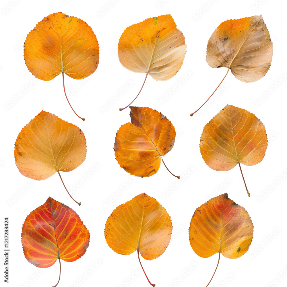 Obraz premium A vibrant collection of autumn leaves showcasing various shapes and colors, highlighting the beauty of nature in seasonal transition.