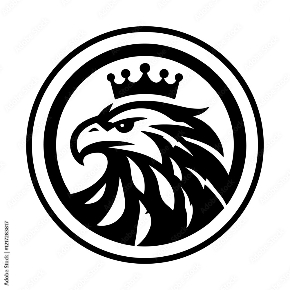 eagle head icon with crown simple vector logo eagle head icon with crown simple vector logo