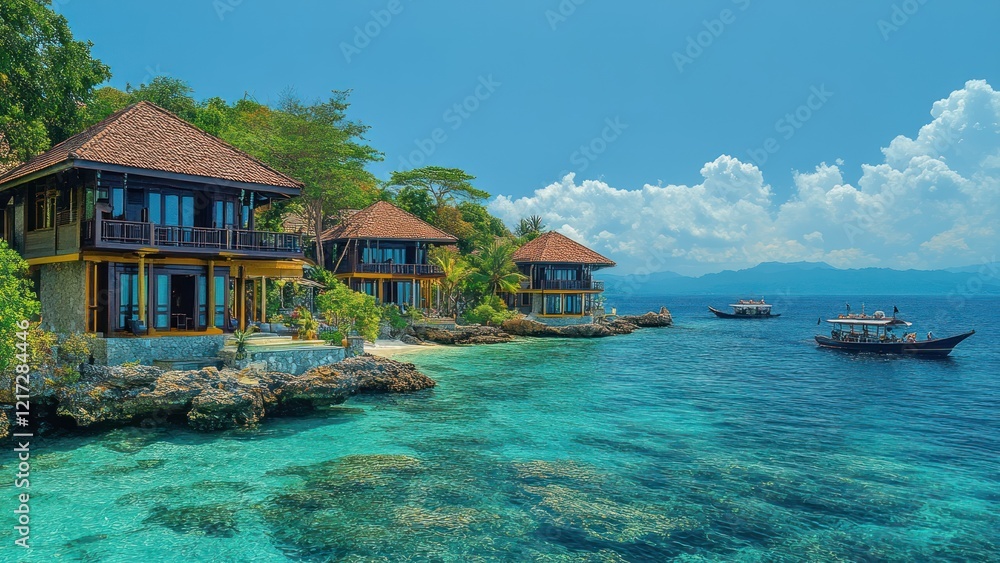 Luxury Overwater Bungalows in Tropical Paradise Luxury Overwater Bungalows in Tropical Paradise
