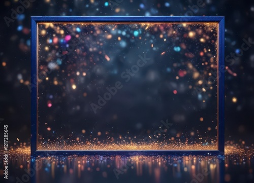 Sparkling glitter bokeh with colorful lights in a dark blue frame,  light,  colors,  shine photo