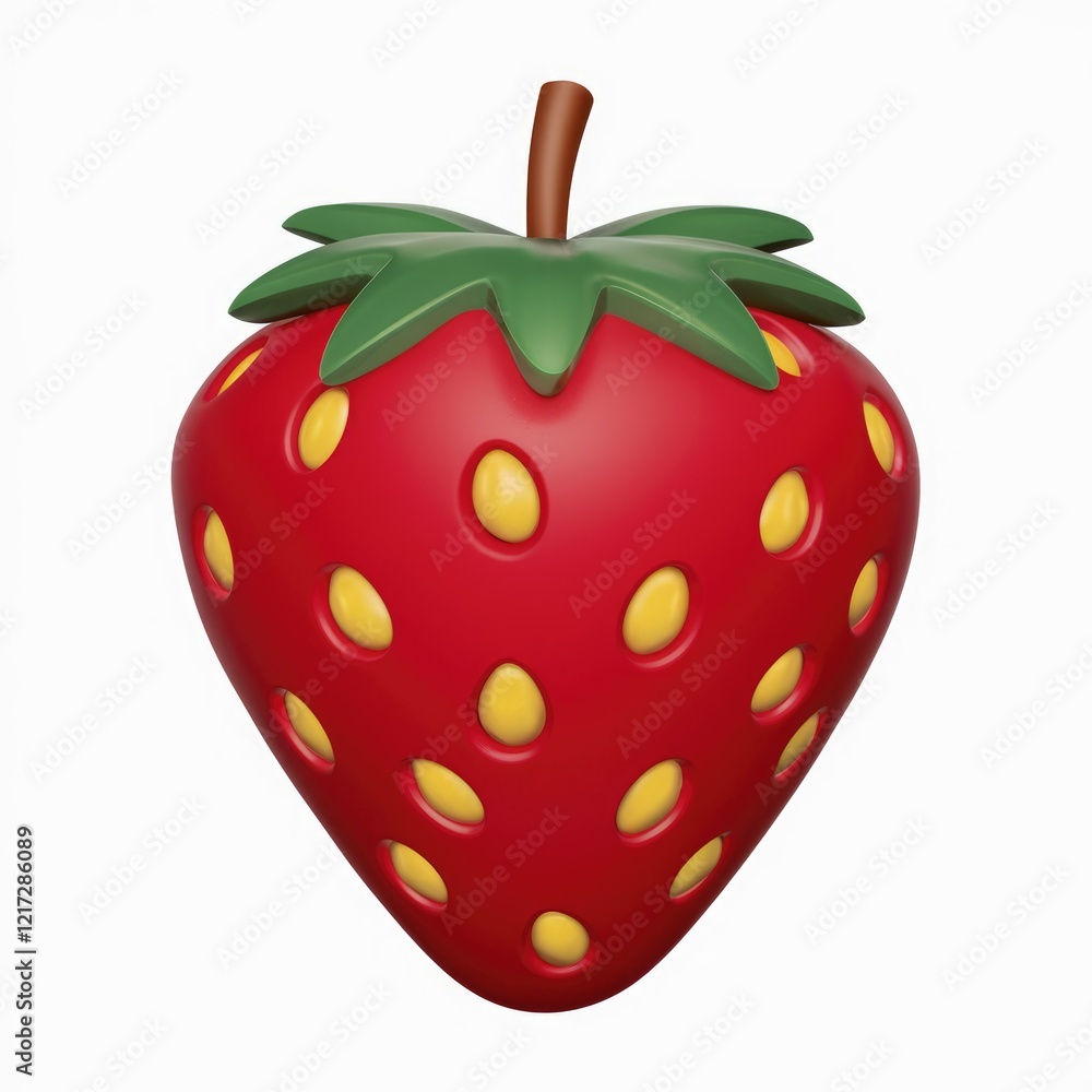 Fototapeta premium A 3D rendering of a red strawberry with yellow seeds.
