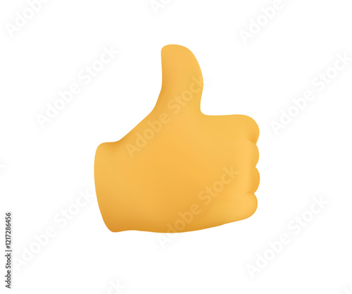 Gesture Okay or thumb up emoji 3D illustration. Like emoticon on white background. 3d style design of approval emoji for social media message