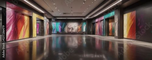 Wallpaper Mural Vague impression of upscale modern art center lobby with distorted lines and colors,  reflections, contemporary art Torontodigital.ca