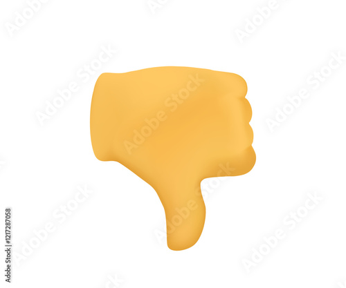 Gesture dislike or thumb down emoji 3D illustration. Bad, Don`t Like emoticon on white background. 3d style design of approval emoji for social media message