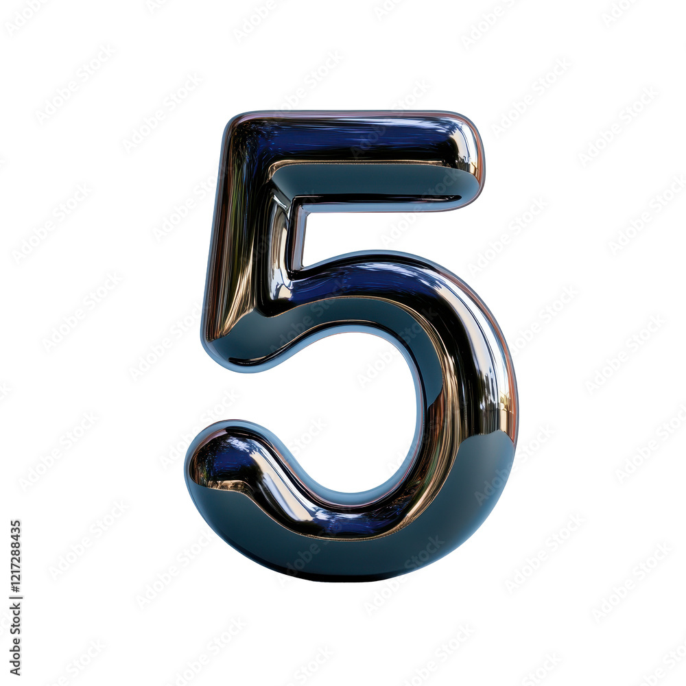 Stylish metallic number five with a shiny and modern design, perfect for various projects. transparent background Stylish metallic number five with a shiny and modern design, perfect for various projects. transparent background