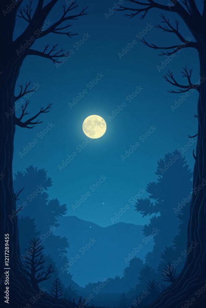 Fototapeta premium Moonlit Forest Serenity background