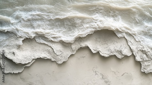 Beautiful ocean waves crashing on sandy beach during bright sunny day at the ...