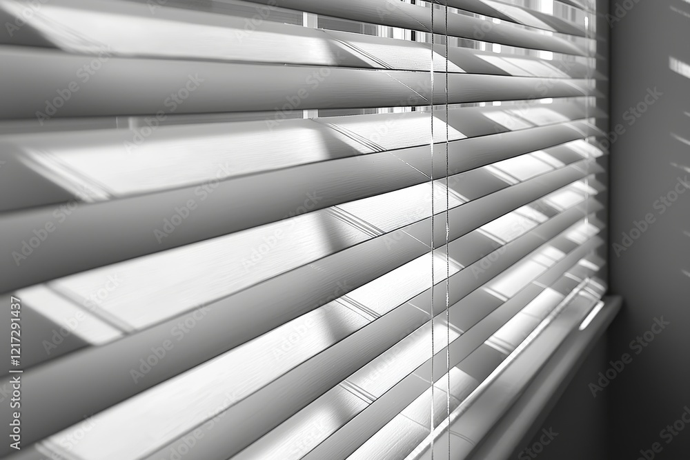 Naklejka premium Abstract shadow and striped diagonal light background from a window on a white wall, featuring dark gray architecture with a diagonal geometric effect overlay for backdrop and mockup design