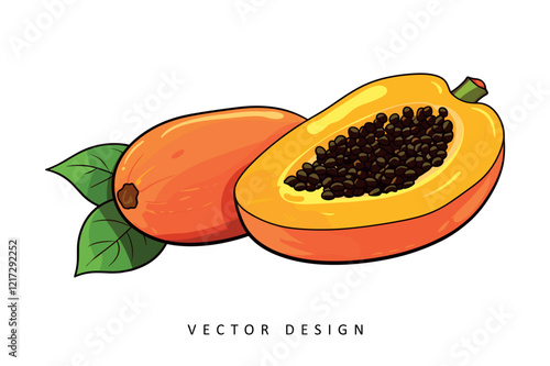 exotic papaya fruit vector design isolated illustration