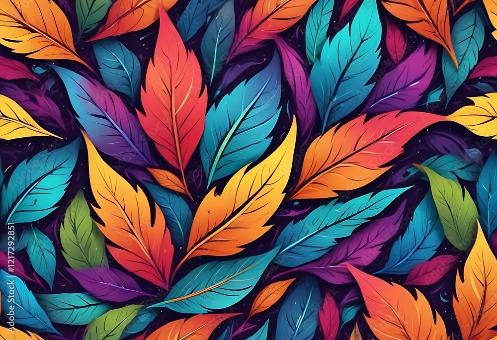 Fototapeta premium Colorful leaf pattern with many different colors