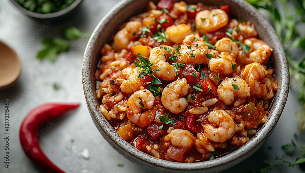 Jambalaya, rice and shrimp for Mardi Gras. Jambalaya, rice and shrimp for Mardi Gras.