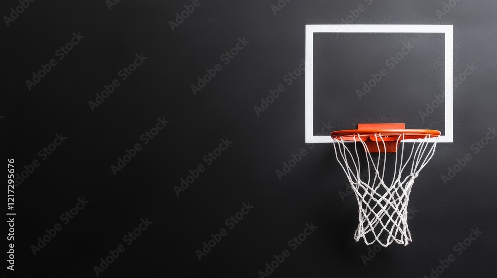Basketball hoop mounted on a wall with coachs strategic play diagram on a clipboard Basketball hoop mounted on a wall with coachs strategic play diagram on a clipboard