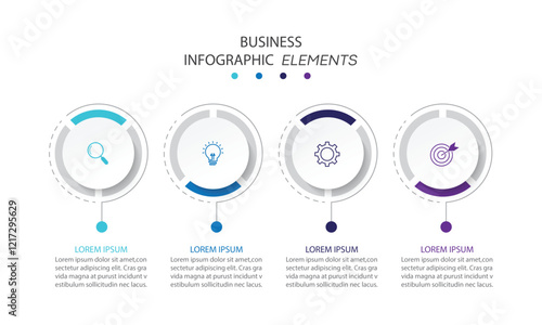 Infographic Illustration design template with icons and 4 options or steps.