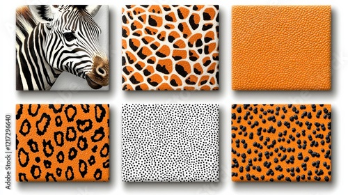 Exploring animal print patterns six distinct icons of leopard spots and zebra stripes digital graphics creative design environment trendy aesthetics photo