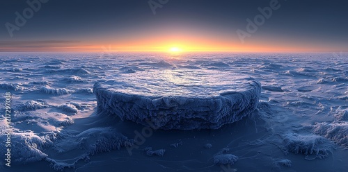 The ice hummocks field on Olkhon Island, Lake Baikal, captured in a 360-degree spherical VR panorama photo