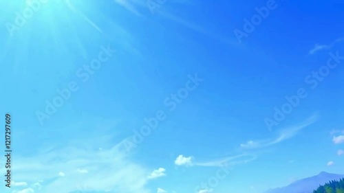Blue Sky And Sun With Lens Flare