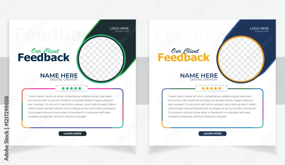 Modern clean clints testimonial or clients feedback review template design with organic shape Modern clean clints testimonial or clients feedback review template design with organic shape