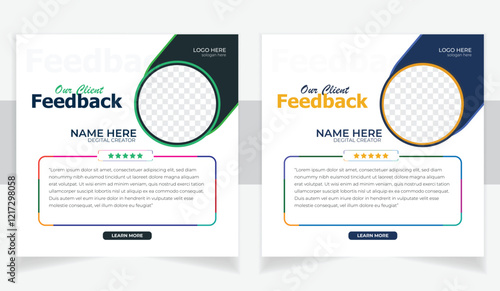 Modern clean clints testimonial or clients feedback review template design with organic shape  