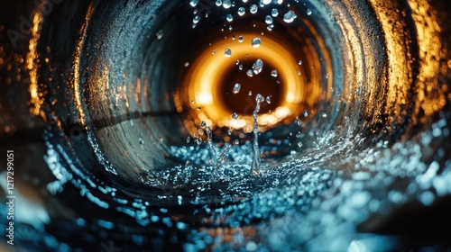 Wallpaper Mural Water flowing through a dark, circular pipe. Torontodigital.ca