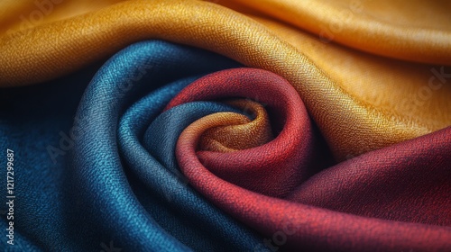 Vibrant colors of fabric swirling together in elegant harmony