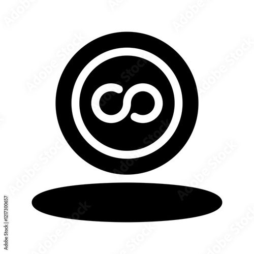 Delete symbol glyph circle in a blue ring above a blue oval. Versatile design element for branding, logos, icons, or digital graphics.
