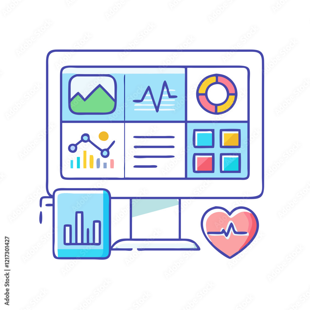 Obraz premium digital health dashboard icon, digital health dashboard vector illustration-simple illustration of digital health dashboard, perfect for digital health dashboard logos and icons