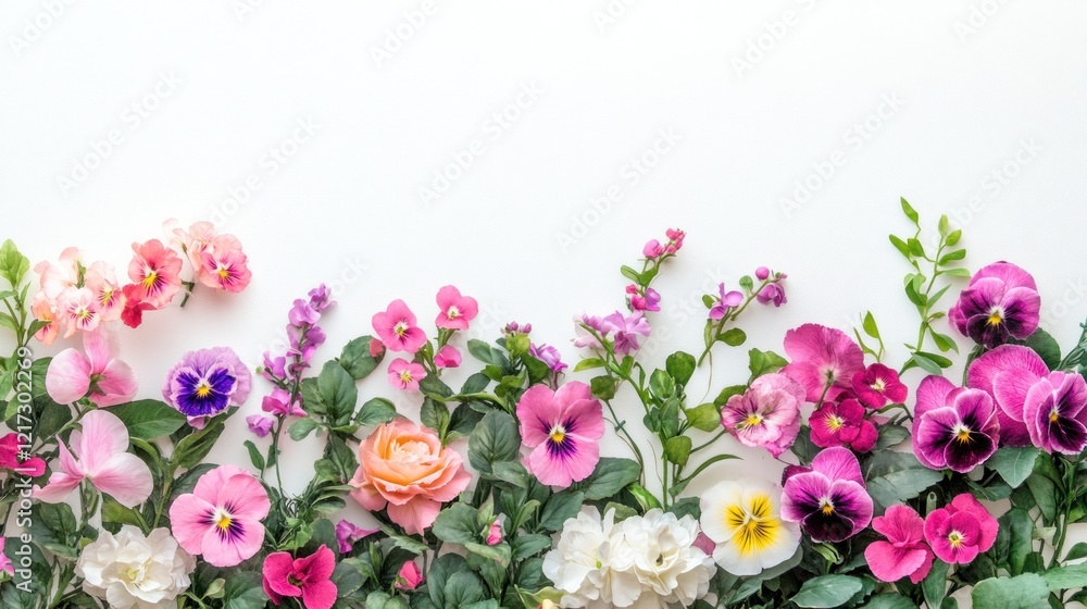 Colorful spring flowers arranged on white background. (1) Colorful spring flowers arranged on white background. (1)