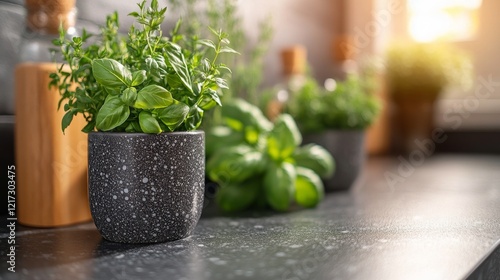 Fresh basil and ripe tomatoes ready for cooking in a cozy kitchen setting