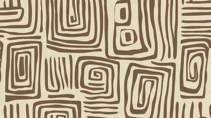 Gordijnen Stijlen patronen Abstract geometric pattern with spirals and lines in brown and beige.  © salahudin
