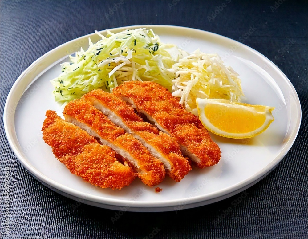 Crispy Golden Fried Pork Cutlet on a Plate 08 Crispy Golden Fried Pork Cutlet on a Plate 08