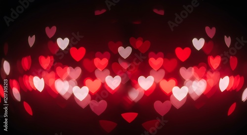 Romantic Heart-Shaped Bokeh Background in Red, Pink, and White photo