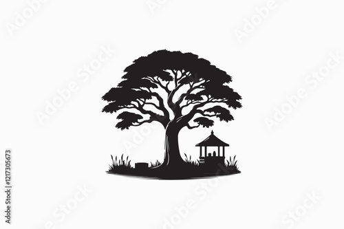A Mahogany tree vector silhouette image..eps