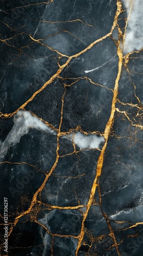 Elegant black marble with golden veins showcasing natural beauty and rich tex...