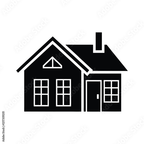 Duplex house line art silhouette vector isolated on white background
