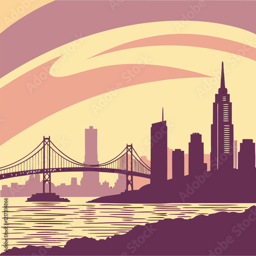 Gradient Skyline with Sunset Colors