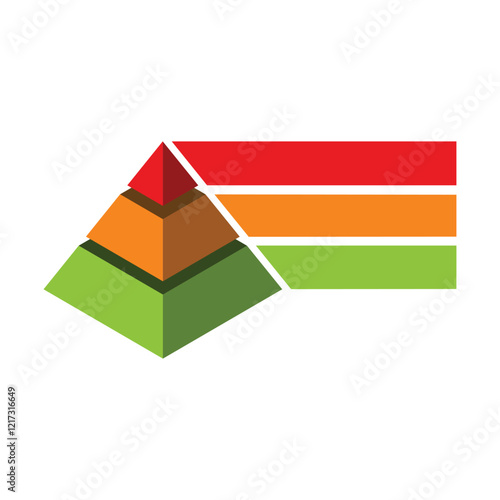 Vector pyramid up arrows infographic, diagram chart, triangle graph presentation. Business timeline template concept with 3 parts