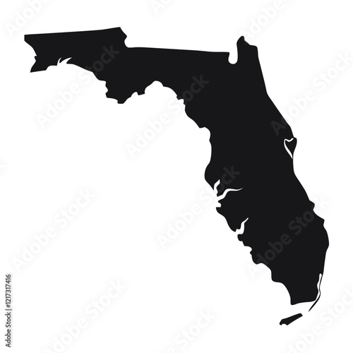black and white silhouette map of Florida