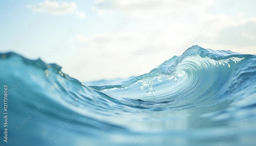 Soft waves flow gracefully, creating a serene atmosphere. Colors blend harmoniously, instilling a sense of calmness and inner peace. The sky is bright, enhancing the tranquility of the scene