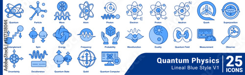 Quantum Physics icon set 25 in line style